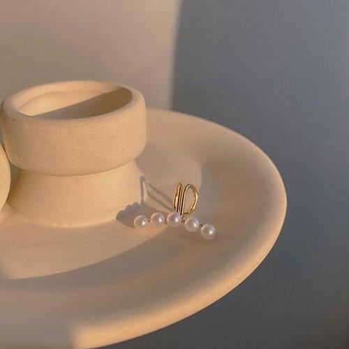 Origin Summer Cute Trendy Pearl Bead Clip Earring for Women Girls Charming Gold Color Metallic Earring Jewellery Pendientes