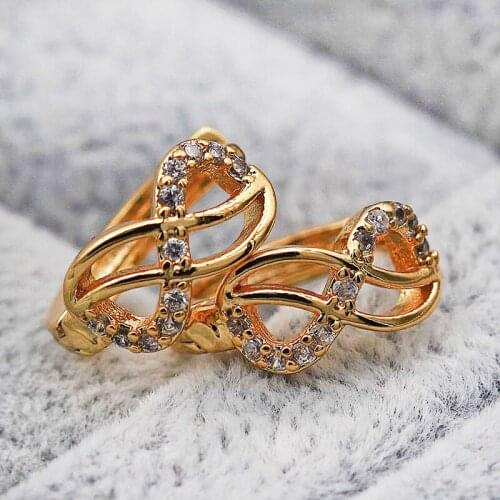 Women Luxury Elegant Jewelry Hoop Earrings Spiral Gold Small Hoops Earrings Unique Zircon Gold Earrings Anniversary Gift OBS1871