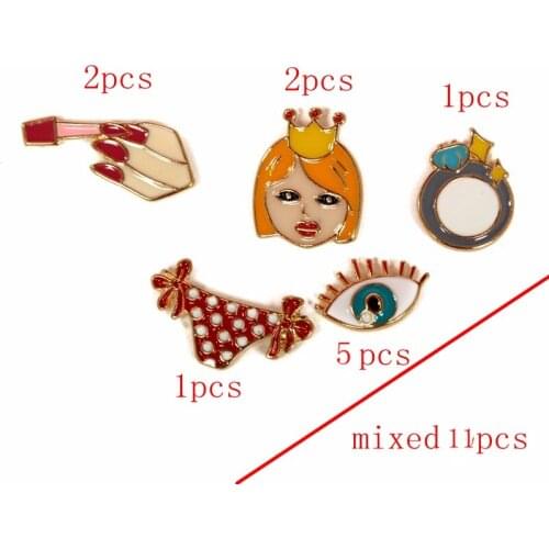 Mixed 11pcs/ lot fashion jewelry accessories metal enamel epoxy lady brooch badge collar pins