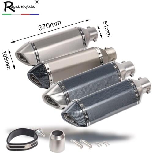51mm Universal Motorcycle Exhaust Muffle Escape Moto Silencer for NMAX125 Z900 fz6 MT07 W800 FZ400 XJ6N fz1n PCX125 XMAX125