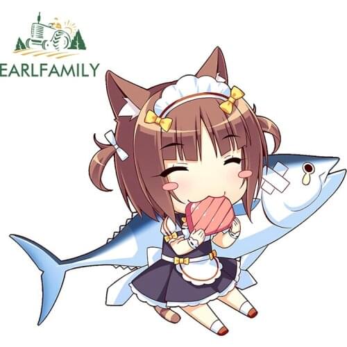 EARLFAMILY 13cm x 11.3cm for Nekopara Azuki Car Truck Decal Bumper Window Vinyl Car Sticker Anime Waterproof Trunk Decoration