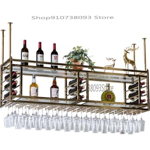 Wine rack rack bar counter wine glass rack wine cabinet hanging wine rack light luxury stainless steel wine glass rack upside do
