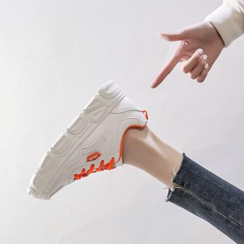 Lace-Up Platform Sneakers Women 2019 Spring Autumn Shoes Fashion Sweet Shoes Woman Sneakers Off White Casual Female Shoes New