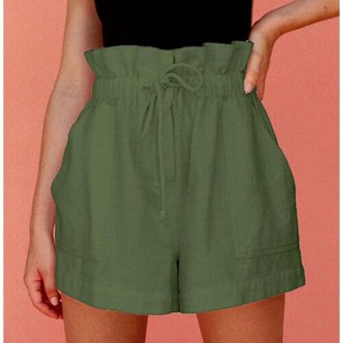 Women Shorts Solid Color Wide Leg Summer Loose Drawstring Pockets Short Pants for Dating