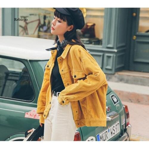 Winter Women Bomber Jacket with Pockets Cotton Corduroy Jacket Women Basic Coats Stylish Slim Fit Fashion Outerwear