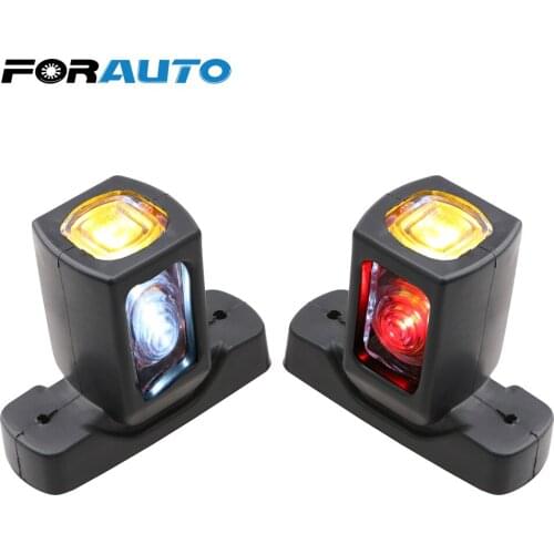 1 Pair 10-30v 4 LEDs Marker Side Light 3 Faces Red Amber White Color Lighting Truck Side Lamp For Trailer Truck Van Lorry