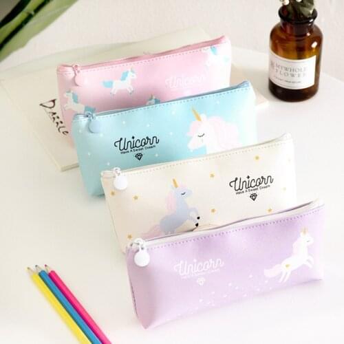 1pc Cute Unicorn PU Pen Pencil Bag Storage Bag School Office Supply Student Stationery