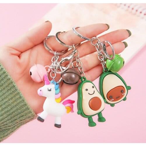 12 pc/lot Lovely stereo doll bells car key chain /Avocado cute gift key chain/key button/party Favors gift