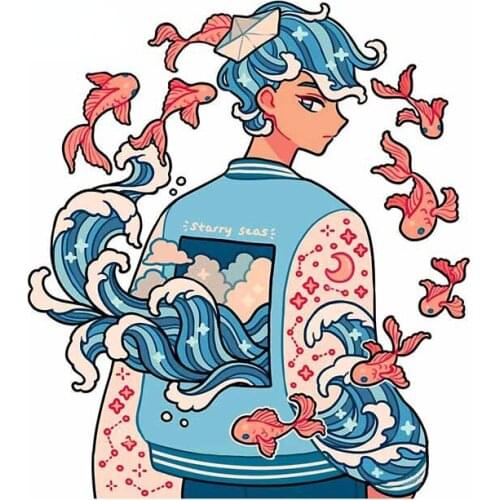 13cm x 11.3cm for Boy Anime Car Stickers Bumper Personality Motorcycle Creative Surfboard Cartoon 3D Decoration