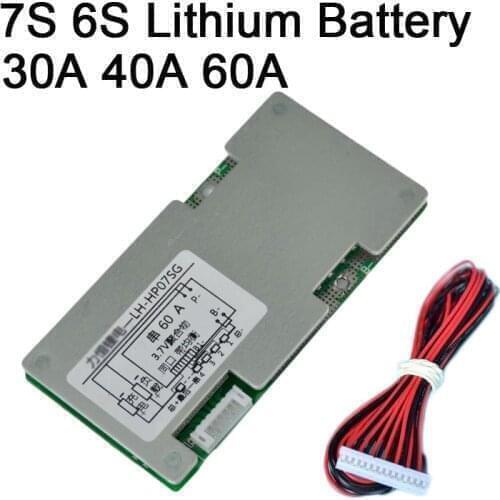 6S 7S 24V 30A 40A 60A Lithium Battery Protection Board Inverter H Current Balance Circuits 7 Cell Lipo Li-ion Packs BMS PCB PCM