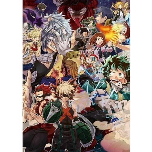 Anime My Hero Academia Painting Japan Comic Cartoon Silk Fabric Wall Poster Art Decor Sticker Bright
