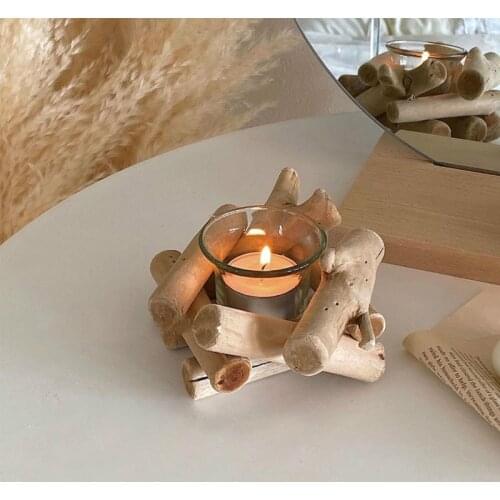 Antique wood color wooden stake Candlestick home furnishing decoration pendulum prop coffee shop christmas decor