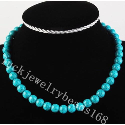 Free Shipping Women Fashion Jewelry 10mm Howlite Ball Beads Necklace 16" FG2765