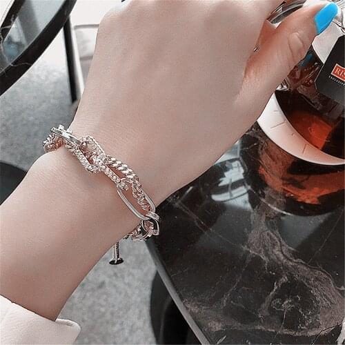 Now Fashion Personality Stitching Chain Flash Diamond Bracelet Nice Gift Solid for Men Women Jewelry Fashion Beautiful Bracelet