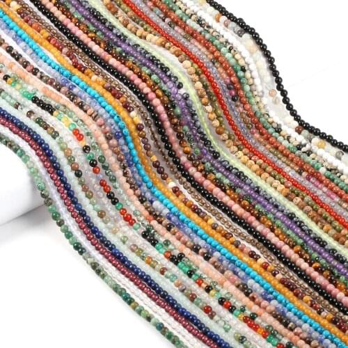 Natural Stone Beads Blue Turquoises Red Agats Small Round Beads 2,3,4mm Loose Beads for Jewelry Making Necklace DIY Bracelet