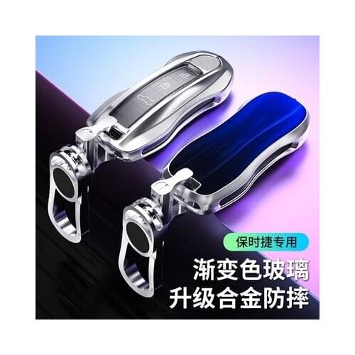 Glass Galvanized Alloy Remote Smart Key Shell Holder Cover fit for Porsche Cayenne 92A Panamera for Macan 911 991 Boxster