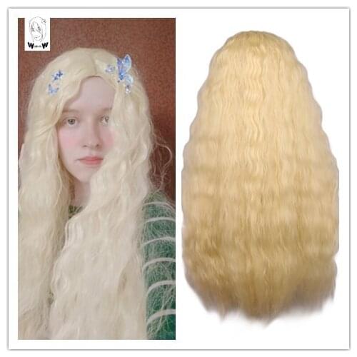 WHIMSICAL W Color Women Wigs Long Curly Synthetic Wig Naural Blonde 613 Middle Part Nature Heat Resistant Hair