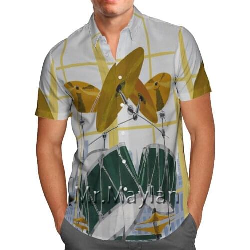 Gothic Drum Set 3D Printing Summer Hawaiian Beach Shirt Short-Sleeved Shirt Personality Fashion Streetwear Oversized Shirt 5XL