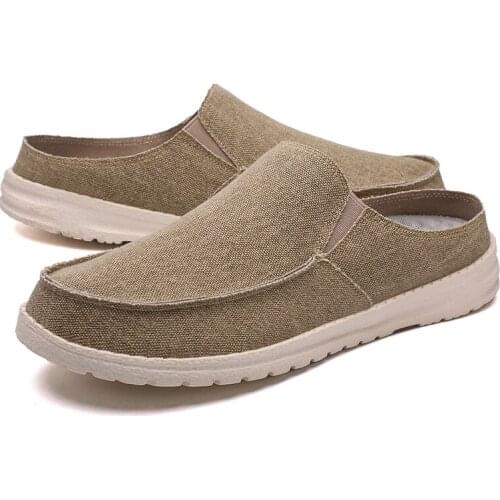 Classic Casual Mens Walking Shoes Canvas Man Home Slippers Male Comfy Flat Footwear Office Loafers Lazy Shoes Plus Size 39-48