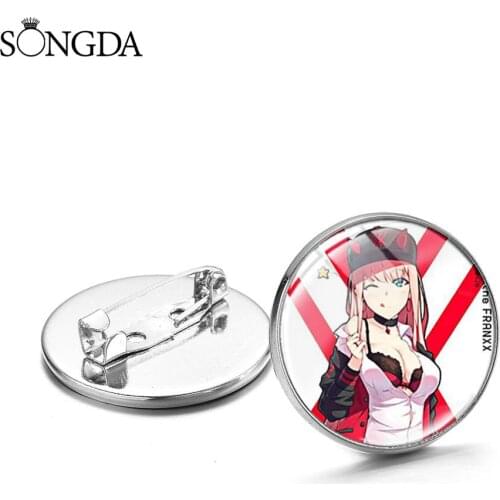 Classic Anime DARLING In The FRANXX Brooches Pretty Girl Zero Two Cartoon Figure Glass Badges For Kids Jewelry Gifts Kawaii Pins