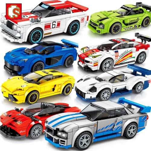 City Vehicle Racing Competitive Sports Racing Cars Bricks Speed Champion Technical Model Building Blocks Kit Toys For Kids Gift