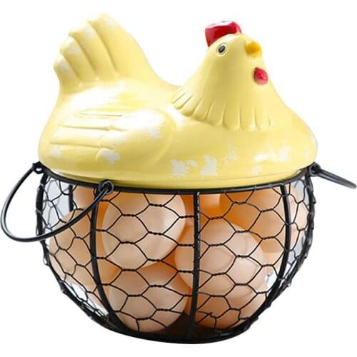 Fruit Egg Storage Basket Chicken Shape Decoration Iron Anti-slip Easter Egg Storage Box Food Kitchen Organizar Container