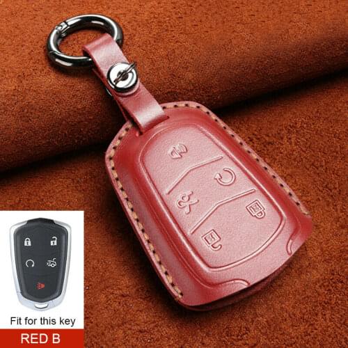 Leather Remote Quality car key Wallet case For Cadillac DTS STS ELR CT5 XT6 SRX 4 5 Buttons Key Shell Cover Bag Smart