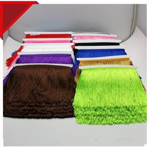 10 meters/lot 20CM Width Polyester Tassel Fringe Trim For DIY Latin Dress African Lace Yarn Ribbon For Sewing Curtain Braid