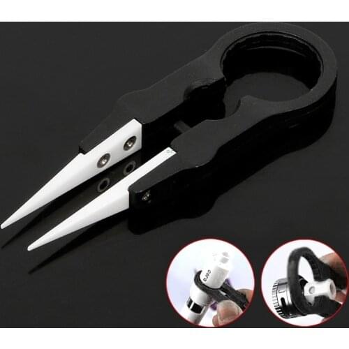 Multifunctional Steam Vaper Ceramic Insulation Head Tweezers Forceps Black