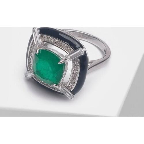 Amorita boutique 925 silver square hollow out design fashion ring