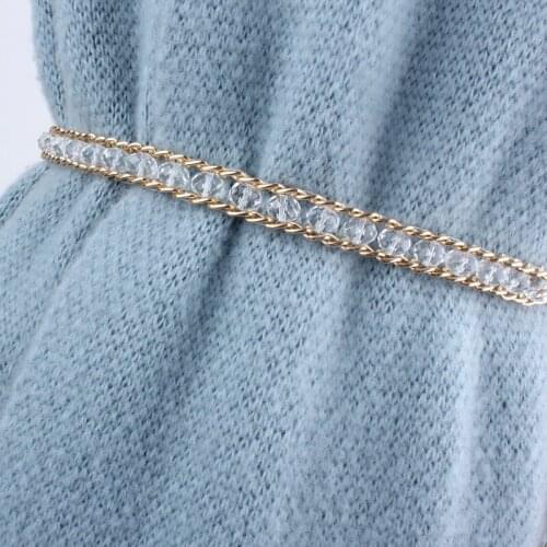 2020 Fashion Girls Metal Waist Chain Belts For Women Dress Rhinestone Ladies String Designer Belts Silver Gold Female
