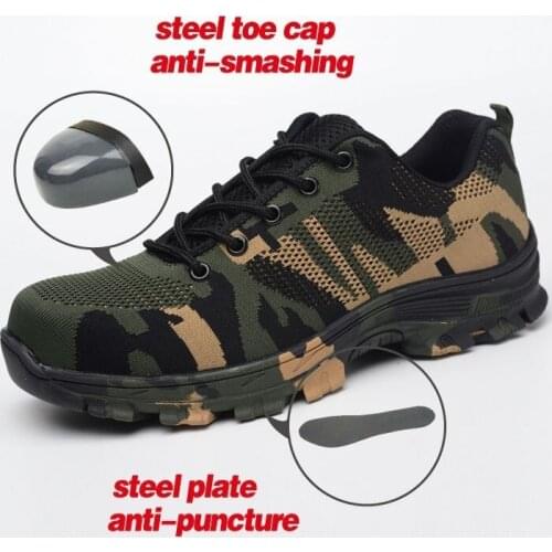 Mens Womens Fashion Summer Breathable Work Safety Shoes Casual Air Mesh Insurance Puncture Proof Shoe