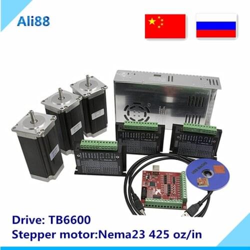 Nema 23 Stepper motor set：motor +TB6600 driver+ breakout board+350W power supply CNC Router 3 axis kit