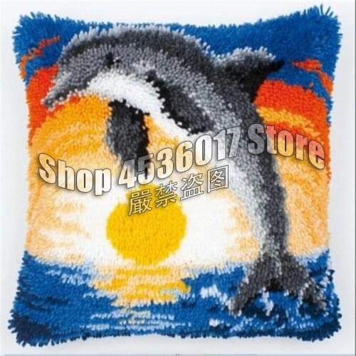 Latch Hook Rug Kits Cushion Latch Hook Pillow Mat DIY Craft Bear Butterfly Cross Stitch Needlework dolphin Embroidery Cat Decor