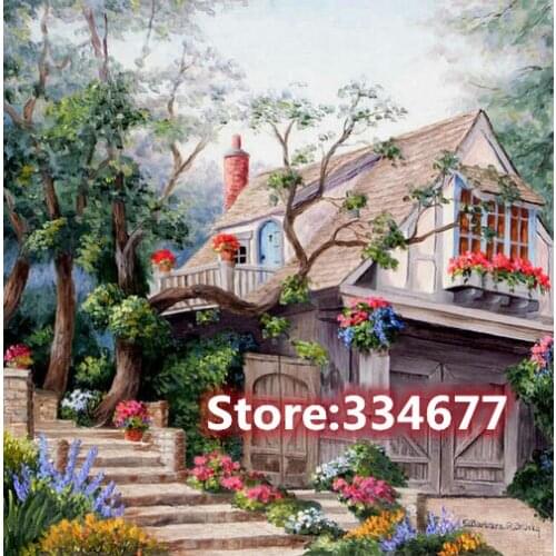 Cross Stitch Kits Beautiful Homes. Flower House Needlework Embroidery Crafts 14CT Unprinted DIY Arts Handmade Home Decor