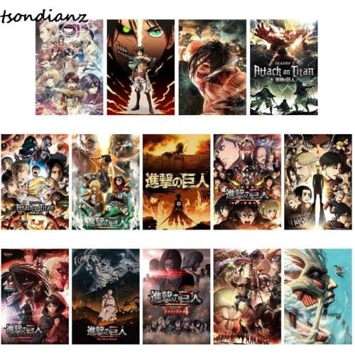 Anime Attack on Titan Wall Poster Home Decor Comic Exhibition Spun Silk Art Painting 29x42cm Anime Fans Collection Gifts