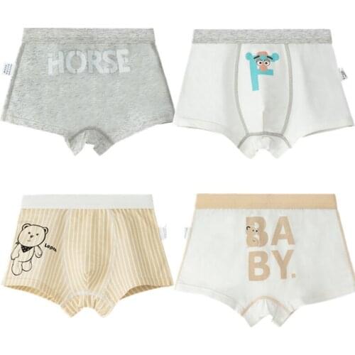 Boys Underwear Boxer for Kids Elastic Gray Cotton Panties Bottoms Boys Clothes for 3 4 6 8 10 12 14 Years Old OBU203047
