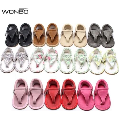 New arrived Summer infant Flip Flops Floral sandals 11 colors Hot sale Pu leather Baby moccasins Rubber sole Baby sandals 0-24 M