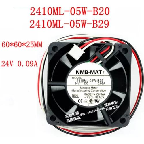 New original 2410ML-05W-B29/B20 6025 6CM 24V 0.09A double ball mute fan