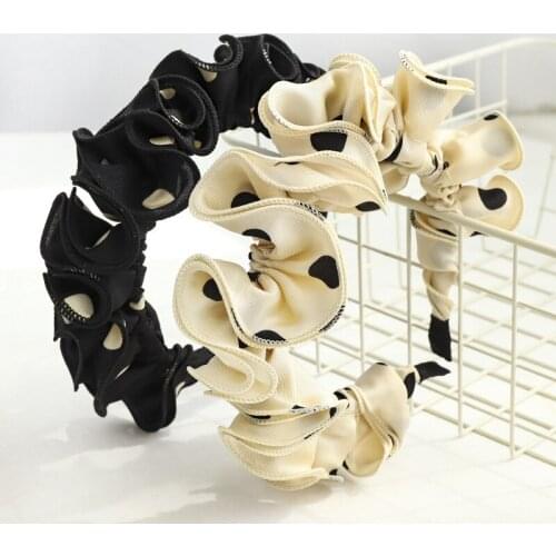 Korean Girls Ruffle Big Dot Headbands For Women Simple Wave Point Hairband Hair Hoop Fashion Sweet Hair Accessories