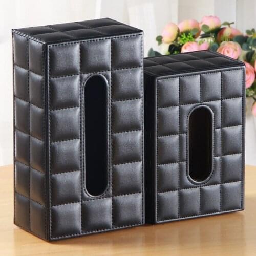 Luxury Modern Table Wooden Tissue Napkin Dispenser PU leather Tissue Box Holder cover for Toilet Paper Towels tissue box 1339A