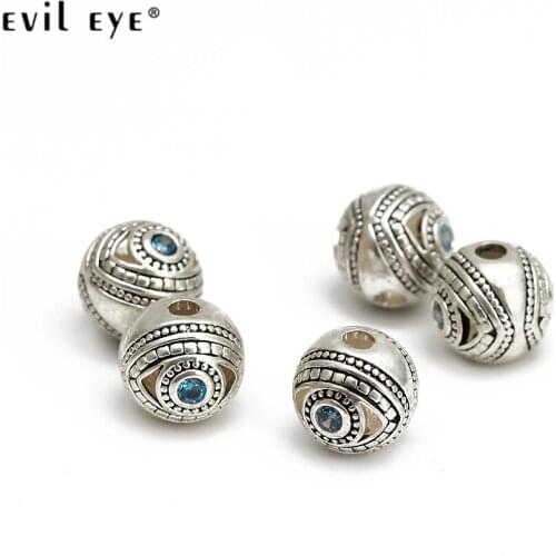 EVIL EYE Blue Turkish Evil Eye Bead Copper Silver Color Bead for Bracelet Necklace Fashion Jewelry Making Accessories BE155