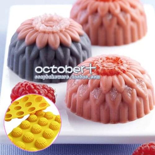 Diy 15 Cavity Silicone Dahlia Handmade Soap Chocolate Cake Muffin Mould Pudding Biscuit Mold Baking Tools Free Shipping