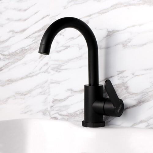 Black hot and cold basin mixer bathroom faucet 304 stainless steel wash basin faucet