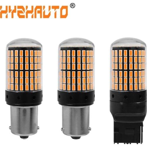 HYZHAUTO 2Pcs 1156 BA15S P21W LED Bulbs 3014 144smd BAU15S PY21W T20 W21W LED Canbus Lamp For Turn Signal Light No Flash 12/24V