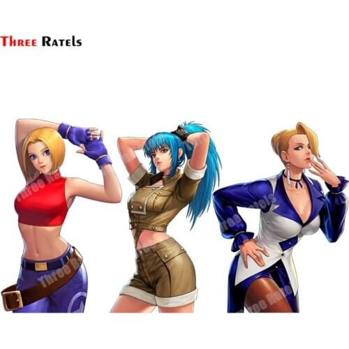 Three Ratels B589 Blue Mary Leona And Mature KOF98 Stickers And Decals For Laptop Luggage Mirror Decoration Vinyl Material Water