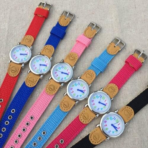 Cartoon football style children students girls boys Nylon strap waterproof quartz wrist watch 06