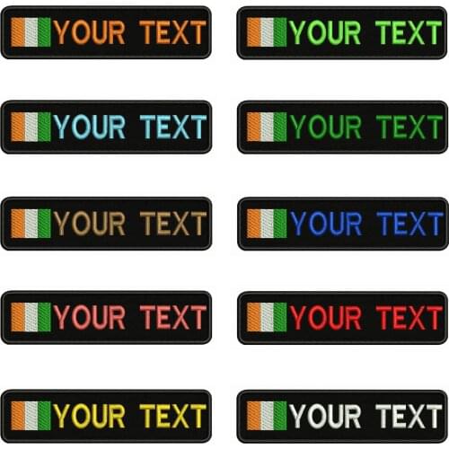 Cote d'Ivoire flag 10X2.5cm Embroidery Custom Name Text Patch Stripes badge Iron On Or Velcro Backing Patches For Clothes