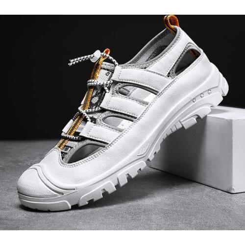 WWKK 2021 Genuine Leather Men Shoes Summer New Large Size Mens Sandals Men Sandals Fashion Sandals Slippers Big Size 39-44