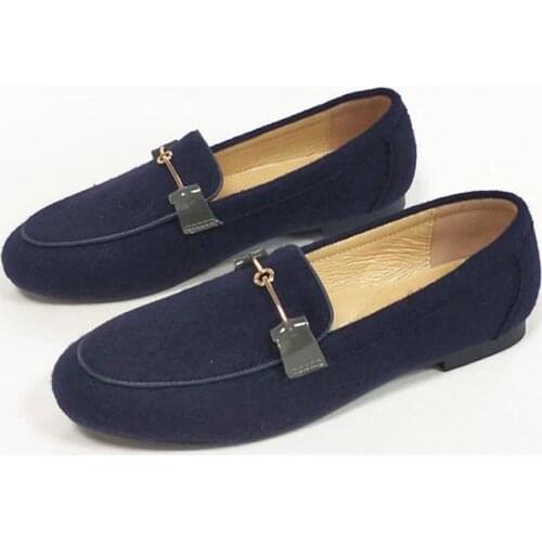 Flats women flannel shoes gold chain loafer style winter shoes high quality women shoes